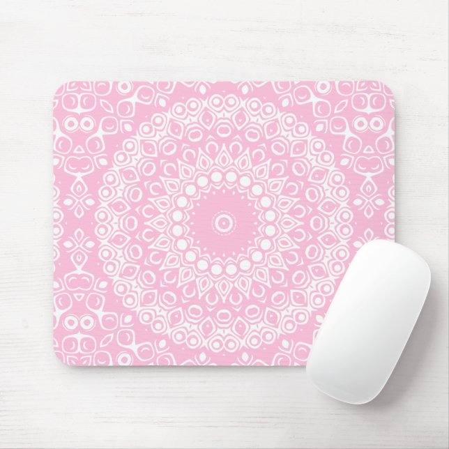 Blush Pink Radiance Mandala Mouse Pad (With Mouse)