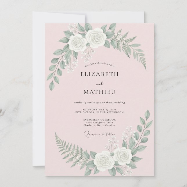 Blush Pink Radiant Rose Wedding Invitation (Front)