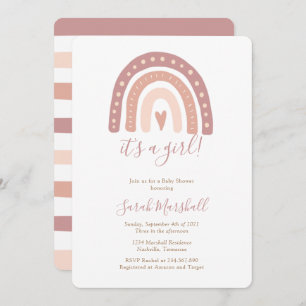 Blush Pink Rainbow Girl It’s a Girl Baby Shower Invitation
