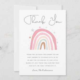 Blush Pink Rainbow Girls Baby Shower Thank You Card