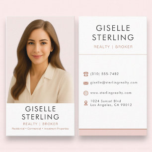 Blush Pink Real Estate Agent Broker Business Card