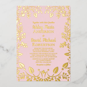 Blush Pink Real Gold Foil Floral Wedding