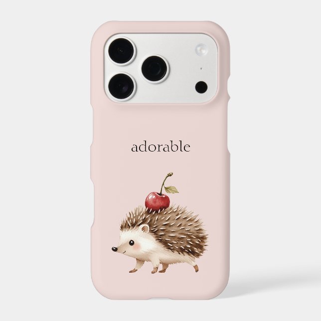 Blush Pink Red Cherry Adorable Hedgehog (Back)