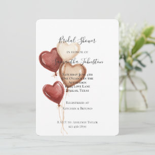 Blush Pink Red Cream Heart Balloons Bridal Shower Invitation
