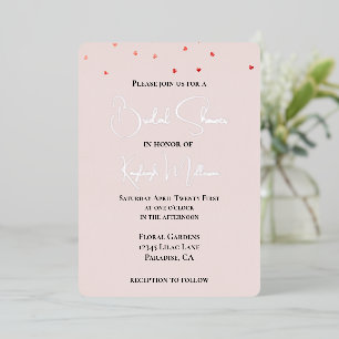 Blush Pink Red Falling Hearts Bridal Shower