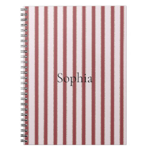 Blush Pink Red Stripes Notebook