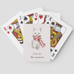 Blush Pink Red White Peppermint Fox Playing Cards