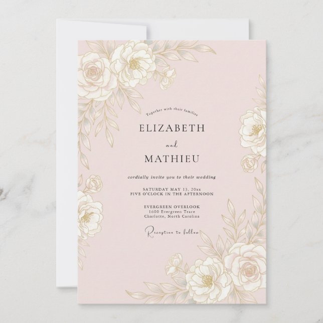 Blush Pink Refined Spring Wedding Invitation (Front)