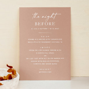 Blush Pink Rehearsal Dinner   Night Before Modern Menu