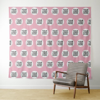 Blush Pink Repeating Business Logo Tapestry