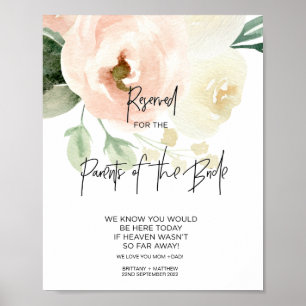 Blush Pink Reserved Parents of Bride Loving Memory Poster