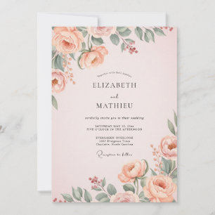 Blush Pink Resplendent Peony Wedding Invitation
