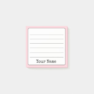 Blush Pink Retro Add Your Name Lined Post-it Notes