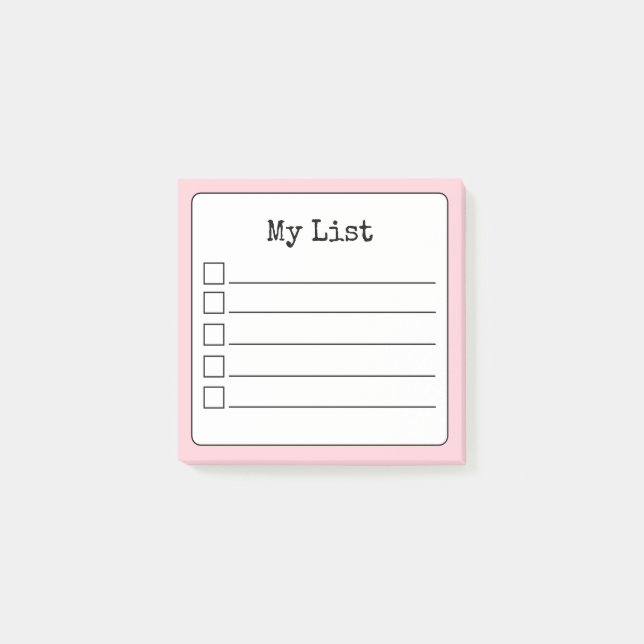Blush Pink Retro Lined Checklist Post-it Notes (Front)