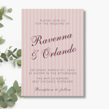 Blush Pink Retro Stripes Burgundy Wine Wedding