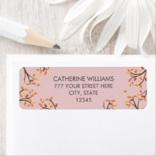 Blush Pink Return Address Autum Fall Branch Return Address Label