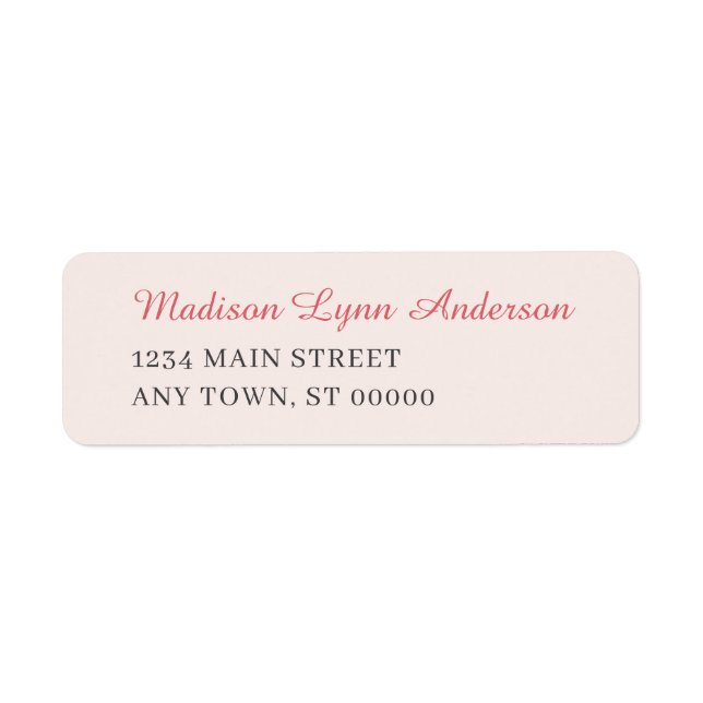 Blush Pink  Return Address Label (Front)