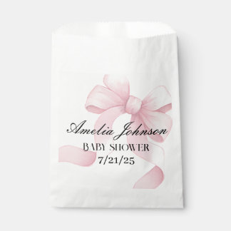 Blush Pink Ribbon Coquette Girl Baby Shower Favour Bag