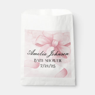 Blush Pink Ribbon Coquette Girl Baby Shower Favour Bag