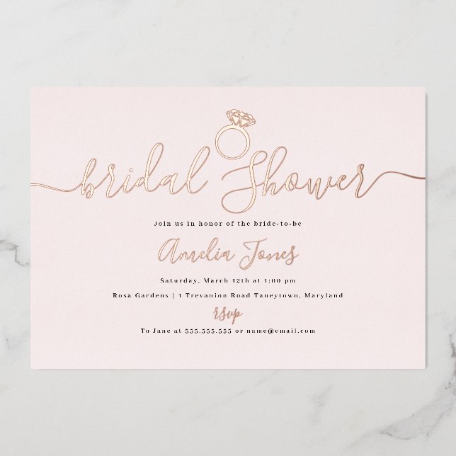Blush Pink Ring Rose Gold Bridal Shower (Front)