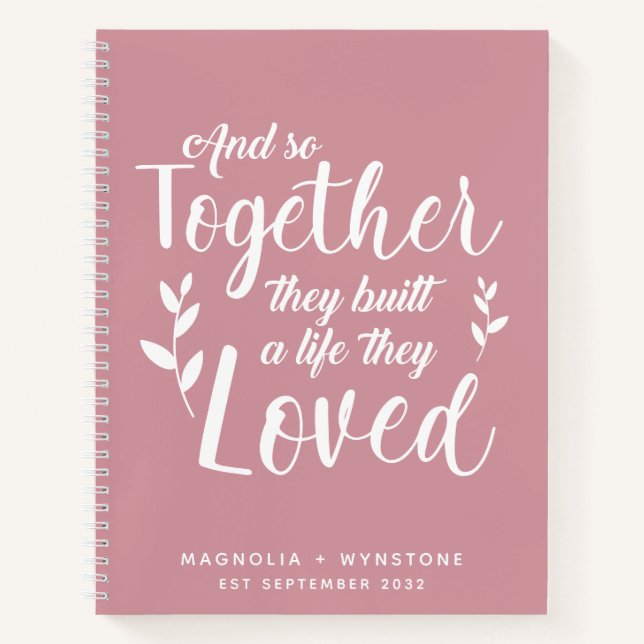 Blush Pink Romantic Couple's Scrapbook Notebook (Front)