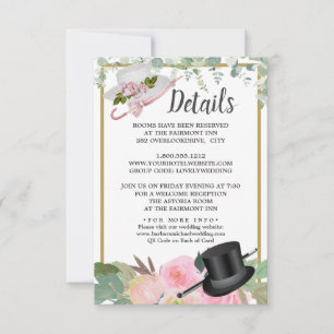 Blush Pink Romantic Floral Wedding Details Card