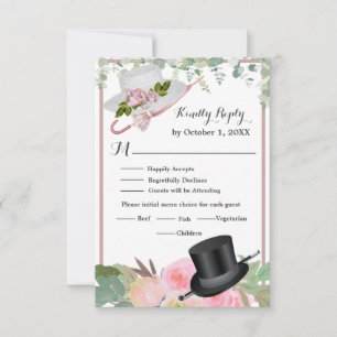Blush Pink Romantic Floral Wedding RSVP Card
