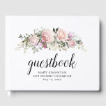 Blush Pink Rose 80th Birthday Party Guest Book<br><div class="desc">Beautiful and elegant 80th birthday party guest book features a spray of blush pink roses, deep pink rosebuds and modern sage green botanical elements. Guestbook is written in modern calligraphy and the three lines below are in a simple serif font. All of the text can be personalised and the colour,...</div>