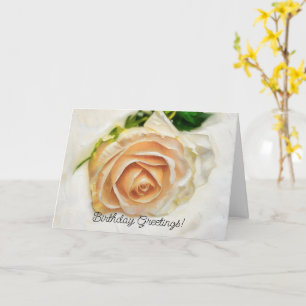 Blush Pink Rose Artsy Flower Birthday Card