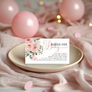 Blush Pink Rose Baby in Bloom Shower Book Request Enclosure Card