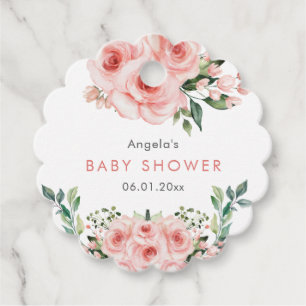 Blush Pink Rose Baby in Bloom Shower Favour Tags