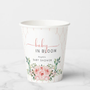 Blush Pink Rose Baby in Bloom Shower Paper Cups