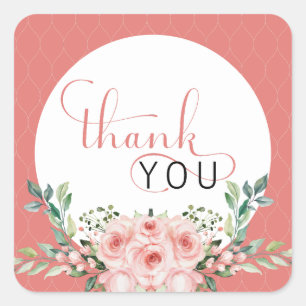 Blush Pink Rose Baby in Bloom Shower Square Sticker
