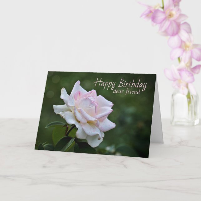 Blush Pink Rose Birthday Wishes for Friend Card (Orchid)