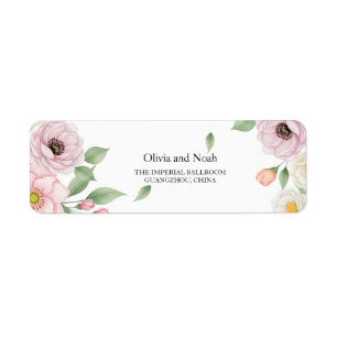 Blush Pink Rose Botanical Wedding Return Address  Label