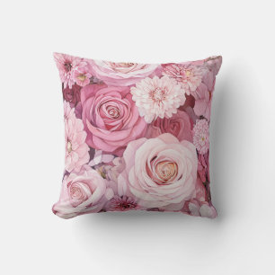 Blush Pink Rose Bouquet Floral Art    Cushion