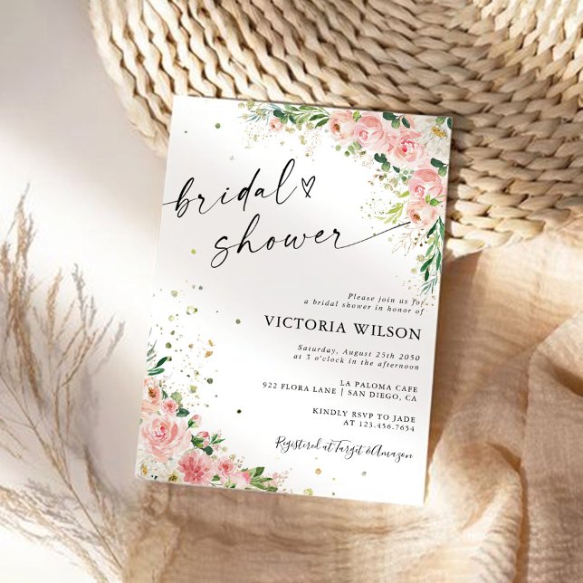 Blush Pink Rose Bridal Shower Invitation (Creator Uploaded)