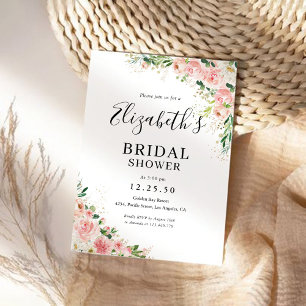 Blush Pink Rose Bridal Shower Invitation