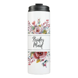Blush Pink Rose Bridesmaid Floral Thermal Tumbler