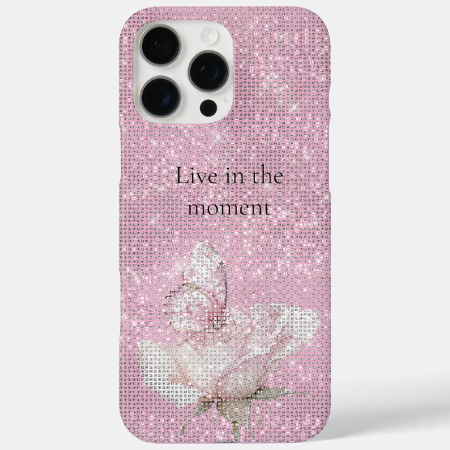 Blush Pink Rose Butterfly Sparkle  Case-Mate iPhone Case (Back)