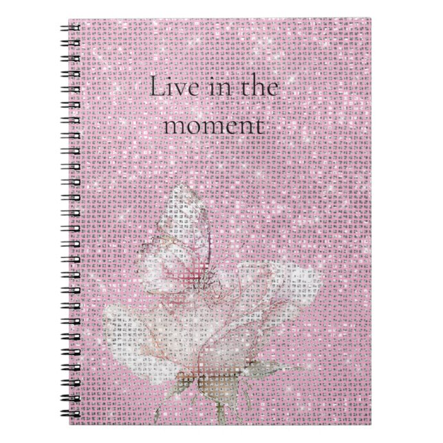 Blush Pink Rose Butterfly Sparkle  Notebook (Front)