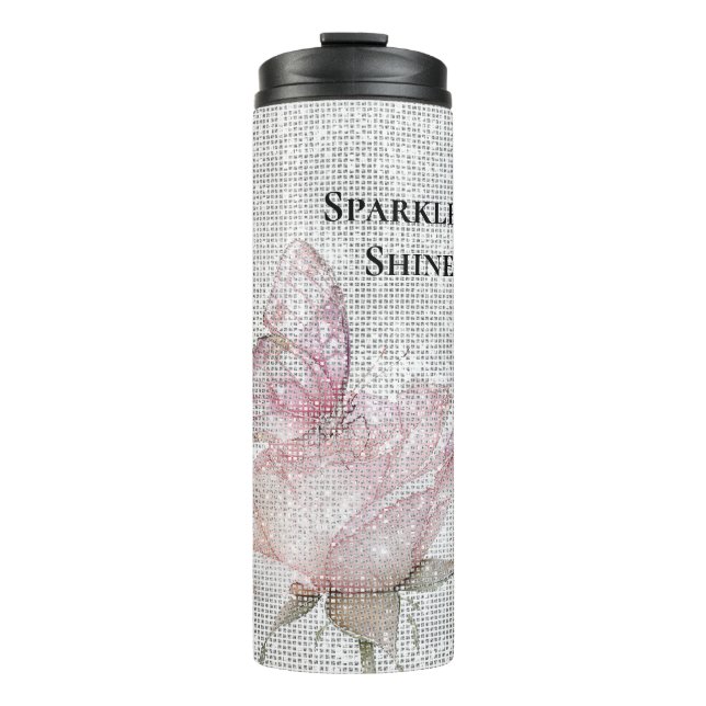 Blush Pink Rose Butterfly Sparkle  Thermal Tumbler (Front)