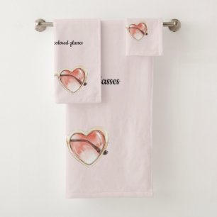 Blush Pink Rose Colored Sunglasses Bath Towel Set