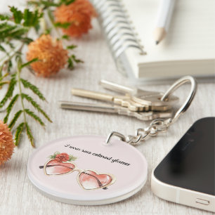 Blush Pink Rose Colored Sunglasses Key Ring