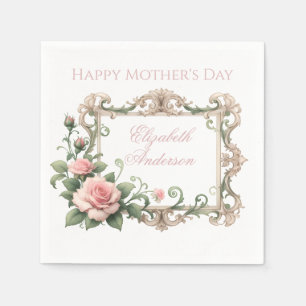 Blush Pink Rose Custom Name Napkin