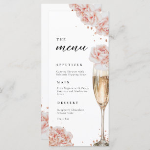 Blush Pink Rose Elegant Bridal Shower Menu