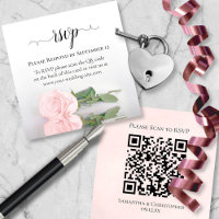 Blush Pink Rose Elegant Wedding RSVP QR Code