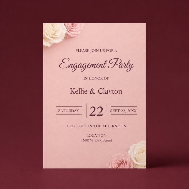 Blush Pink Rose Engagement Party Invitation (Creator Uploaded)