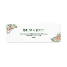 Blush Pink Rose Eucalyptus Wedding Return Address