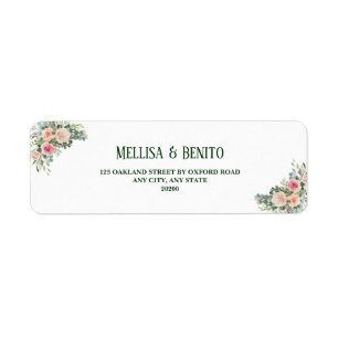 Blush Pink Rose Eucalyptus Wedding Return Address Label